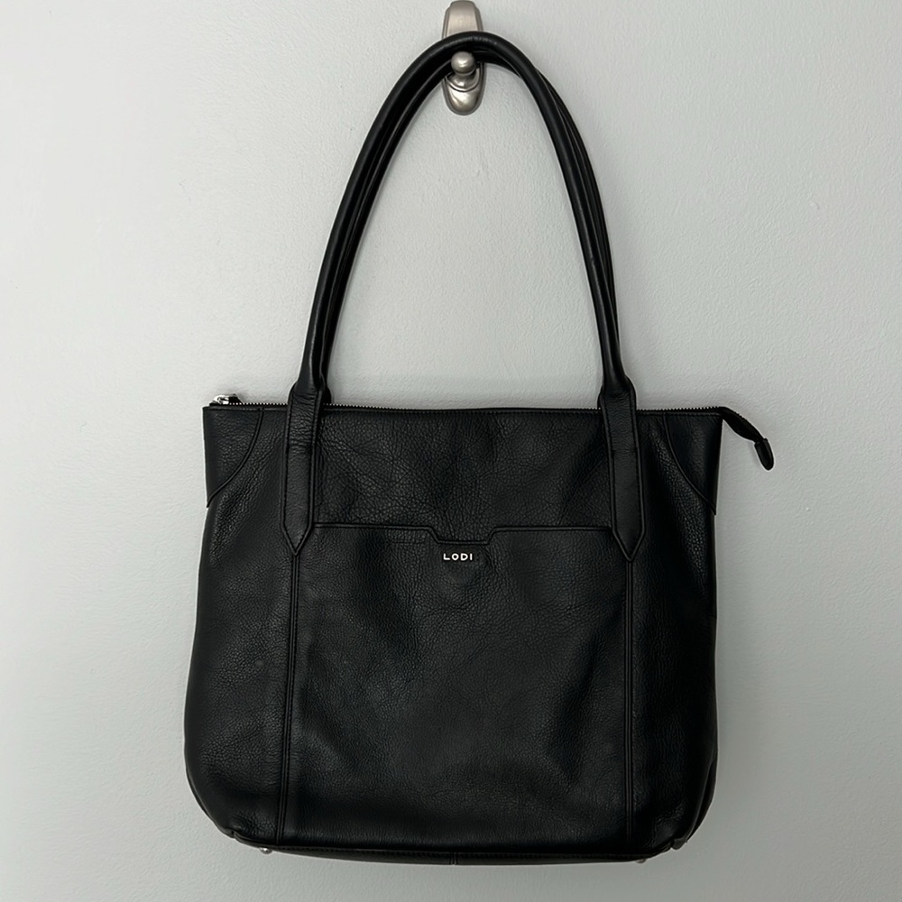 Lodis Black Pebble Leather Tote Purse